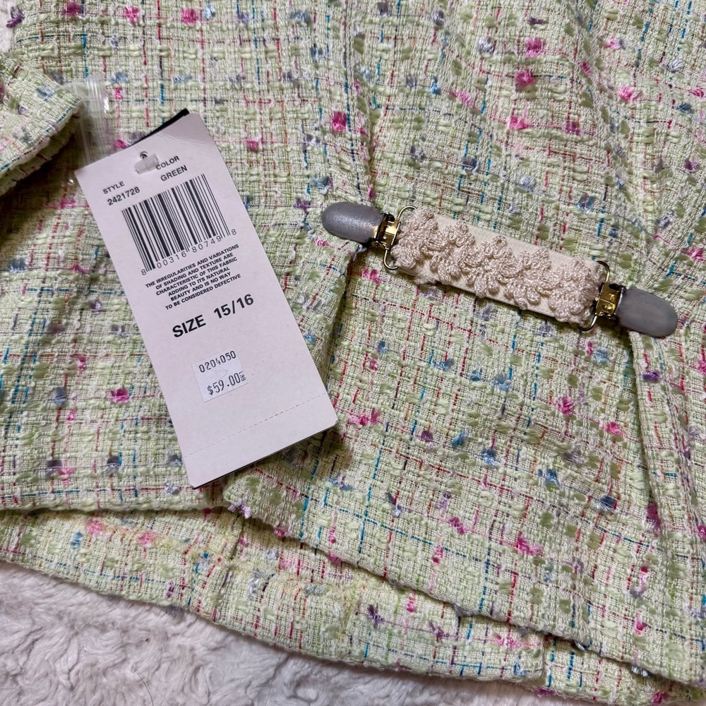 Vintage Breakin’ Loose Tweed 2-Piece Skirt Suit 15/16Yellow Pastel NWT Deadstock - Picture 10 of 12